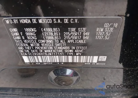 2018 Honda Hr-V Ex-L z USA, uszkodzony, nr VIN 3CZRU6H76JM717141